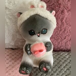 🐰🐱 26cm Sanrio Mofusand Cat Make Up Artist Powder Puff Bunny Hairband Plush Doll